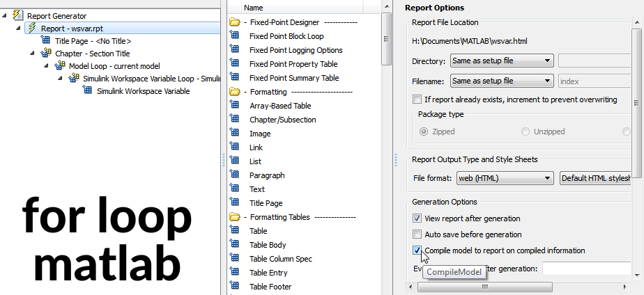 for loop matlab